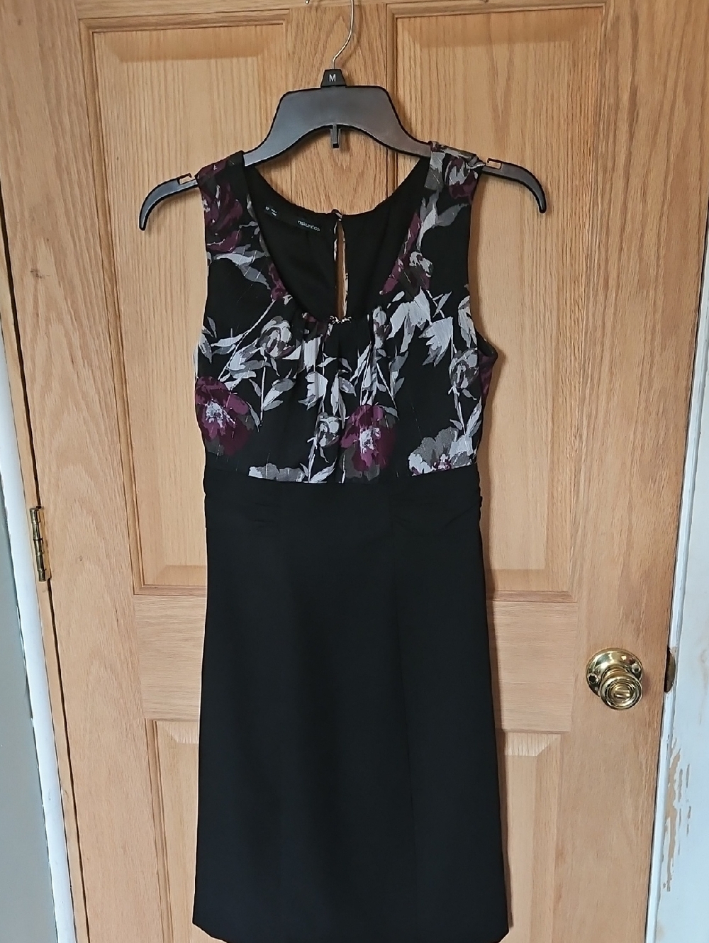Maurices Black Midi Dress with Purple Floral Bodice
